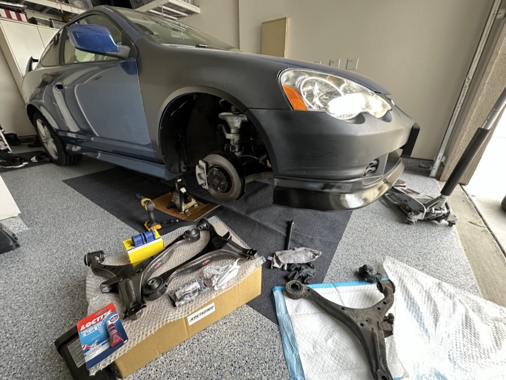 KTuned Front Lower Control Arms install on RSX (DC5)
